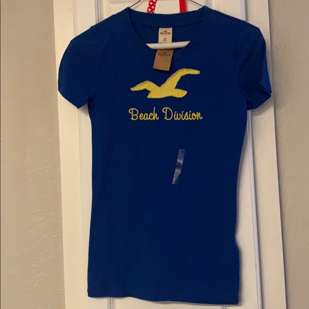 NWT woman’s xs Holliser blue and yellow tshirt.